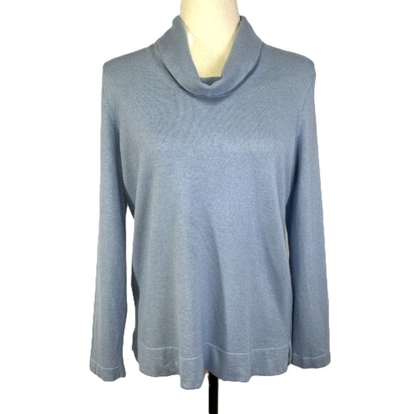 Jones New York Silk Angora Blend Mock Neck Sweater Light Blue Size LP - Picture 1 of 13